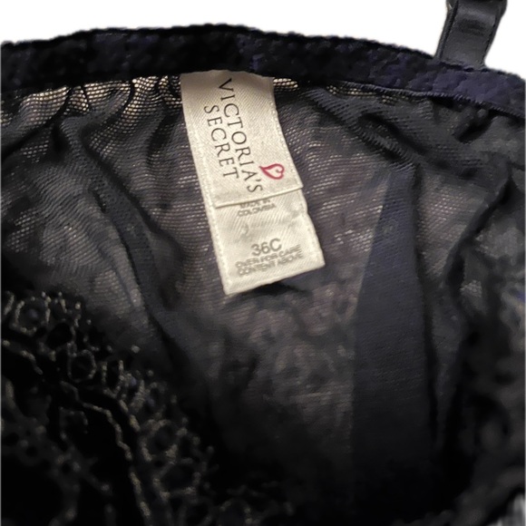 Victoria's Secret Royal Blue Bodysuit Velvet and Sheer with Lace Trim - Picture 6 of 6